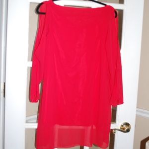 Red Cocktail Dress with Slit Sleeve